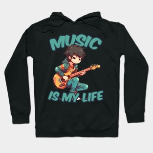 A boy playing his favourite guitar Hoodie